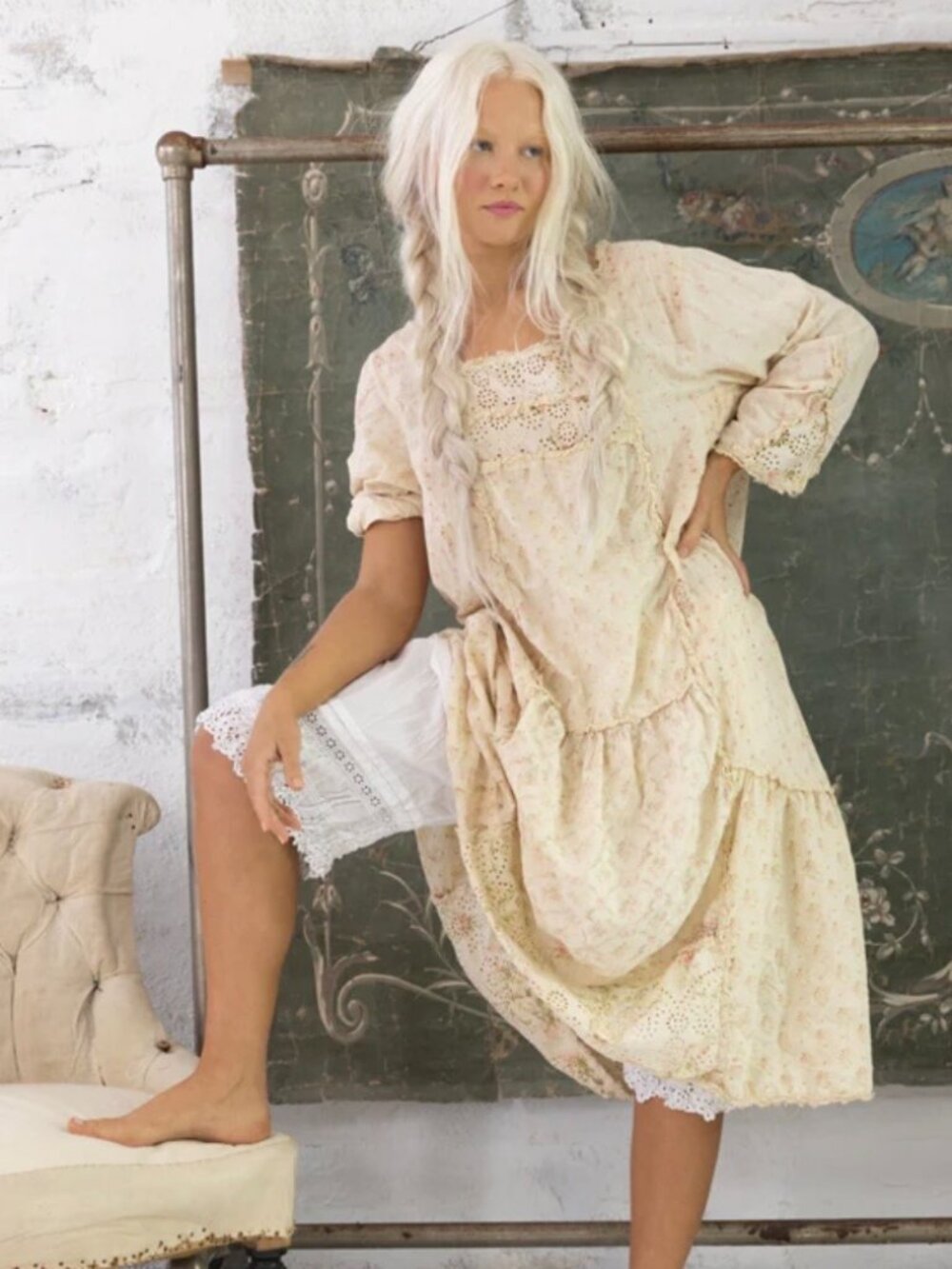 NWT Magnolia Pearl Helenia Dress Ronin Eyelet Lace Cotton Patchwork NEW $550 - Picture 1 of 14